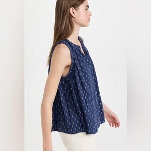 Faherty Eliza Navy & White Flowing Relaxed Printed Tank - XS - Relaxed - Cotton